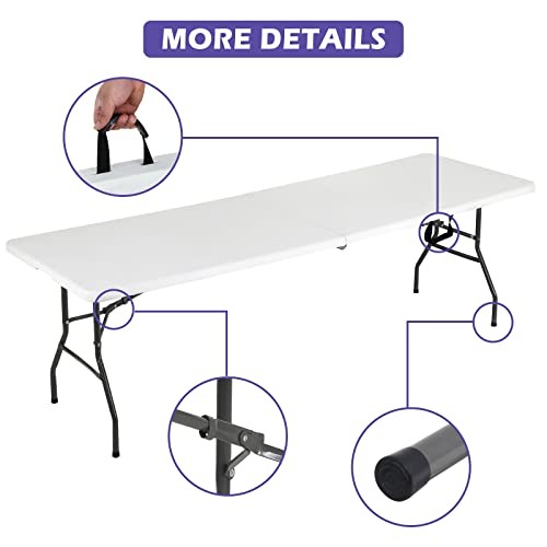 HKLGorg Folding Table 4 Ft Heavy Duty Indoor Outdoor Plastic Utility Table with Lock Function I17897