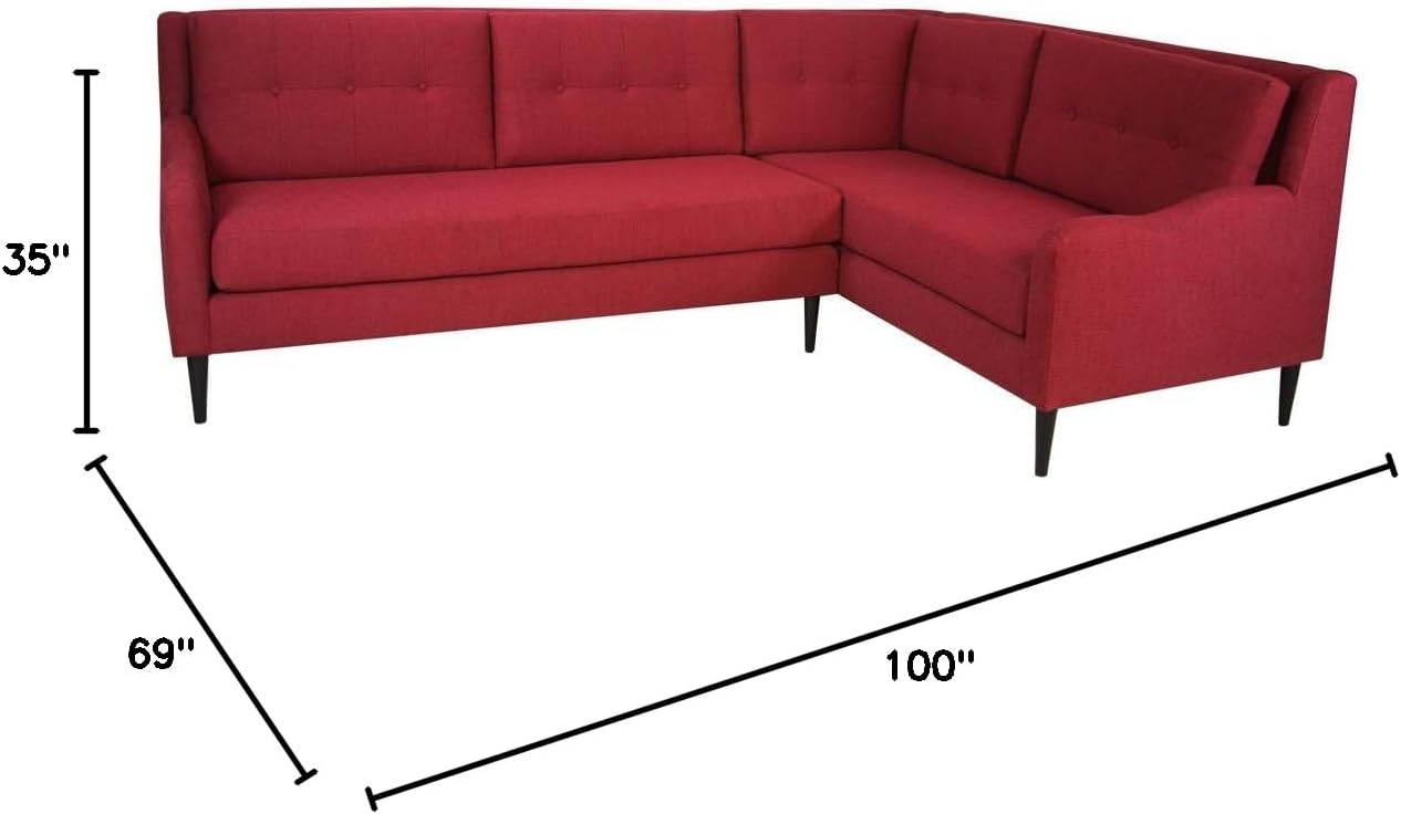 Red Mid-Century Sectional Sofa J841095
