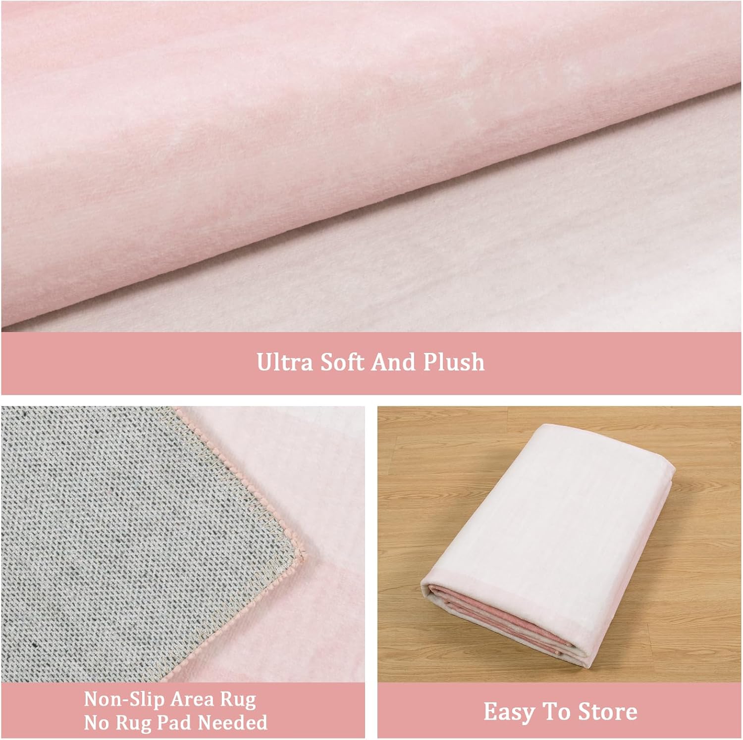 OJIA Pink Washable Area Rug 8x10 for Living Room Y133318