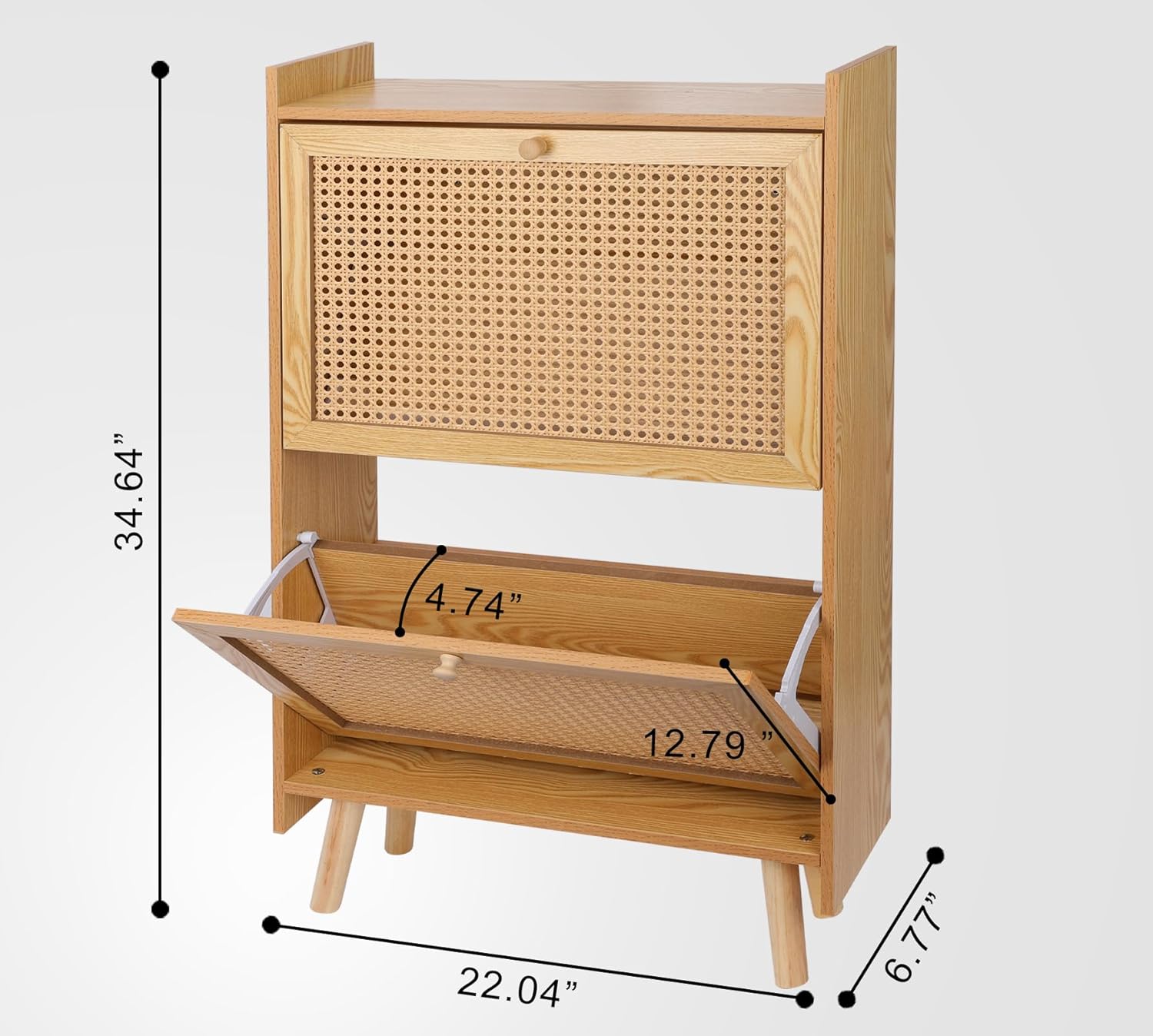 ZYBT Shoe Storage Cabinet for Entryway, Slim Wooden Shoe Rack with 2 Flip Drawers, Brown M168177