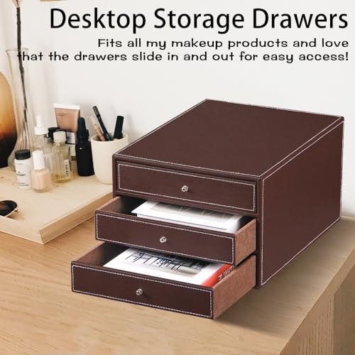PU Leather Desk Organizer with 3 Drawers X71030