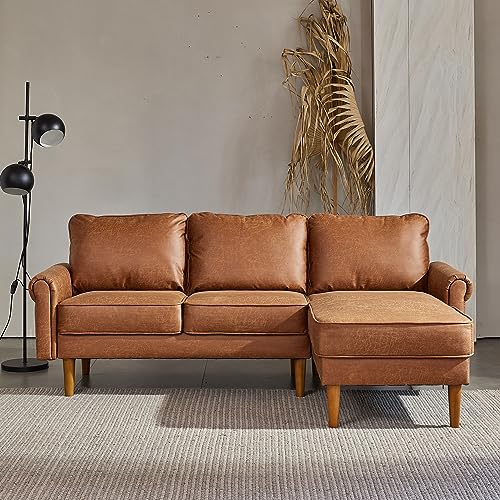 ovios 81.5" L-Shape Sofa Couch with Chaise, 3 Seat Sofa with Upholstered Armrest, Deep Seat Couches with Comfy Cushion for Living Room Small Spaces, Left Chaise, Grey