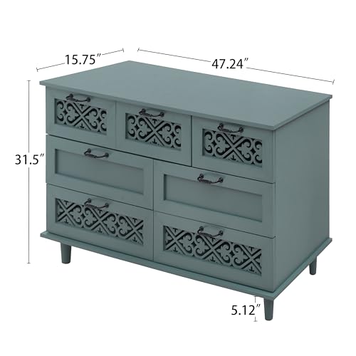 Farmhouse Sideboard Cabinet with 3 Doors and 3 Drawers, Blue Q824