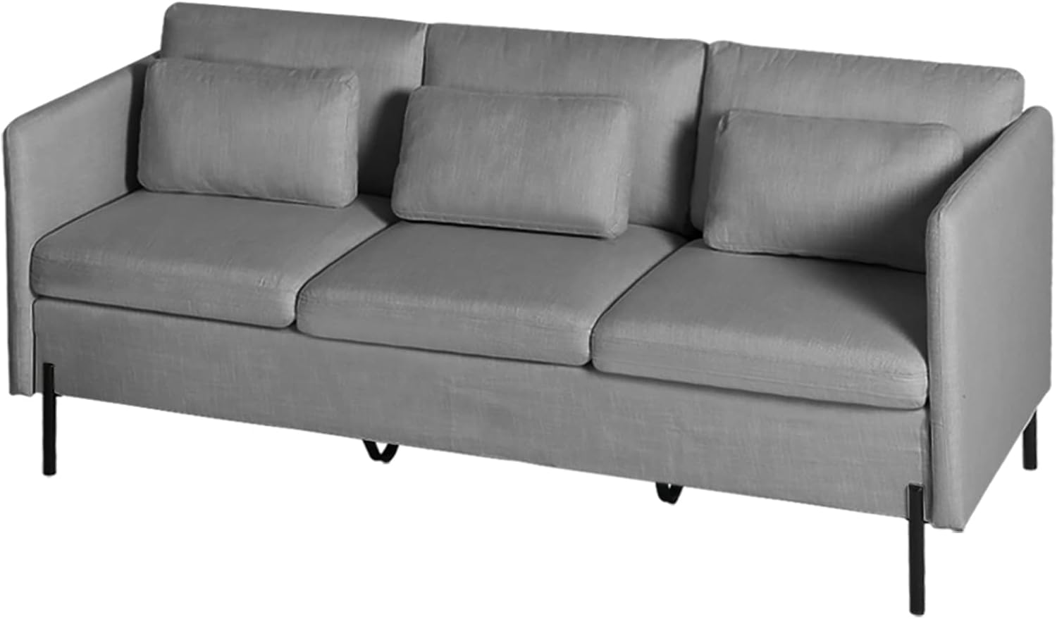 3 PCS Living Room Sofa Set, Modern Upholstered Armchair Loveseat Couches with Pillows, Grey J3915