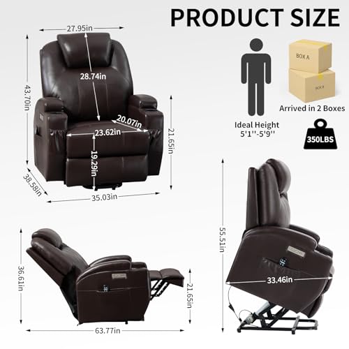 Power Lift Recliner Chair for Elderly with Heat and Massage, Remote Control, Black R52510