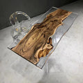 Custom Made Live Edge with Clear Resin Table Epoxy Dining Table Coffee Table End Table Bar Counter Top Living Room Table Wall Art Wooden Table (16.5" Inches Tall, 48 x 24 Inches)
