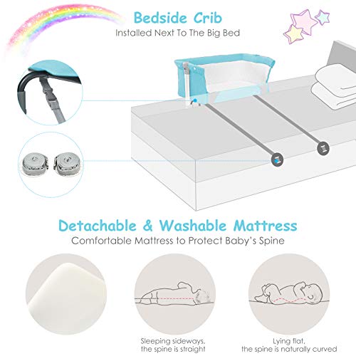 BABY JOY Baby Bedside Crib, Portable Travel Bassinet with Carrying Bag, Grey E759749