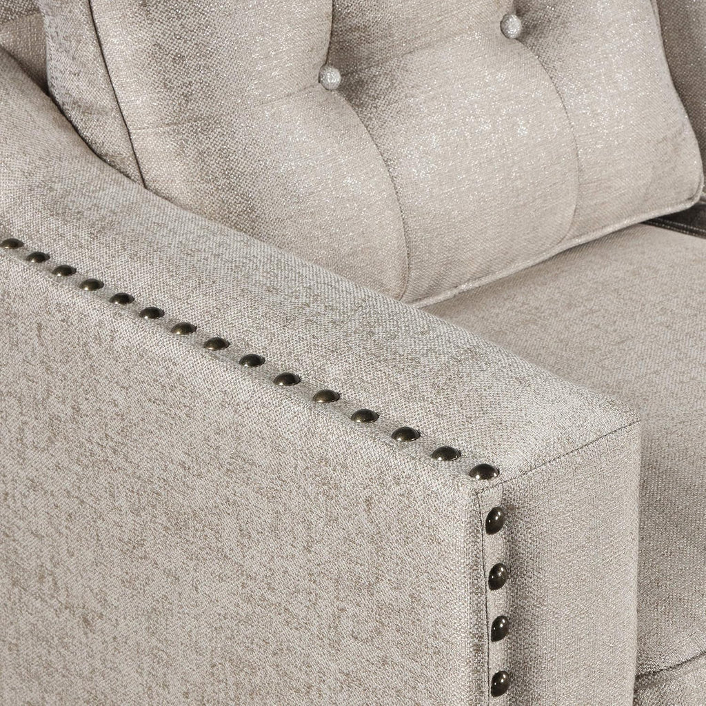FANYE 3 Pieces Living Room Furniture Set, Loveseat and Armchair, Linen Fabric, Beige V6796