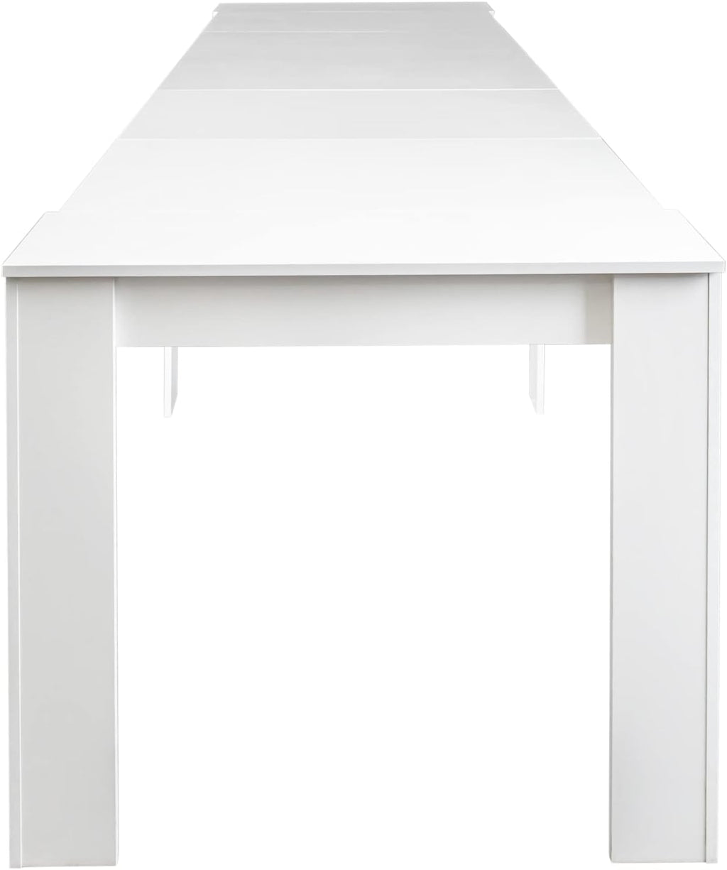 118" Wooden Expandable Dining Table for 8-12 Person, White E81605