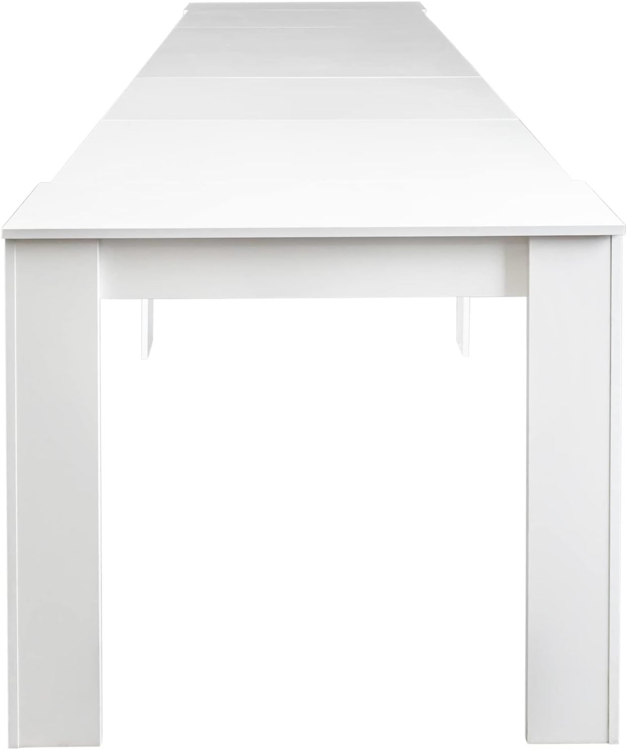 118" Wooden Expandable Dining Table for 8-12 Person, White E81605