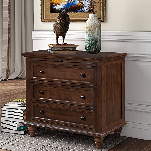 Knocbel 3-Drawer Nightstand with Pull-Out Tray, Wooden Bedside Table, Blue S82972