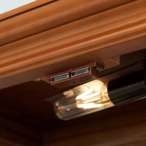 Curio Cabinet Lighted with Adjustable Shelves, Wooden Display Case, Cherry E607478