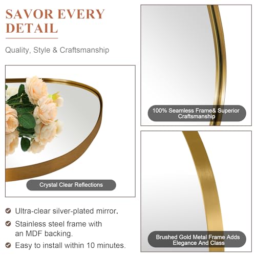 ANDY STAR Irregular Wall Mirror 24x36" Brushed Gold Z11592