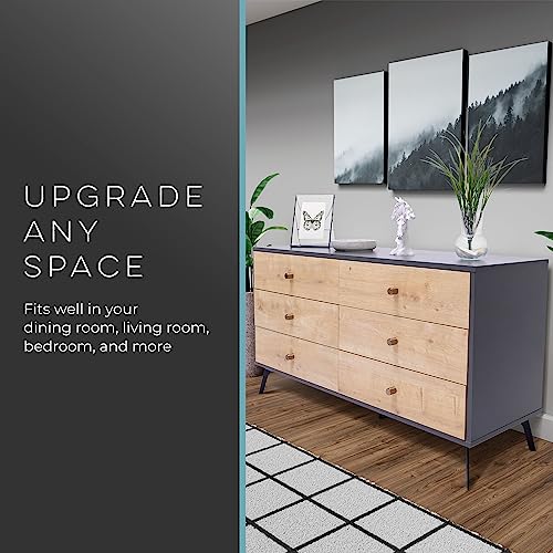 Raveena MAX Chest Buffet Cabinet with Six Sliding Drawers, Oak Dark Gray V553