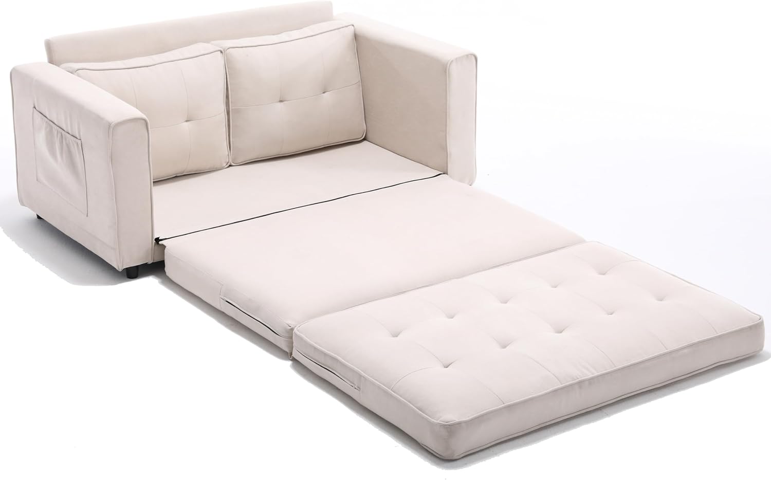 3 Fold Sofa Convertible Futon Sleeper Sofa Bed Beige I978376