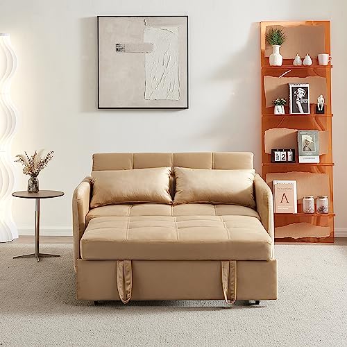 Convertible Sleeper Sofa Chair 3-in-1 Pull-Out Bed, Velvet Loveseat N7218