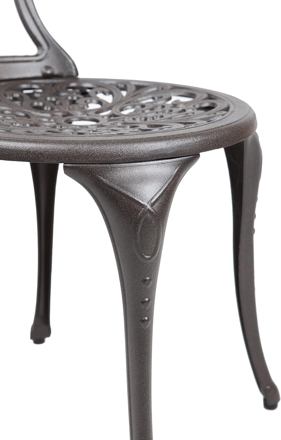 Patio Sense Faustina Cast Aluminum 3-Piece Bistro Set with Two Chairs & Table, Antique Bronze Z8818