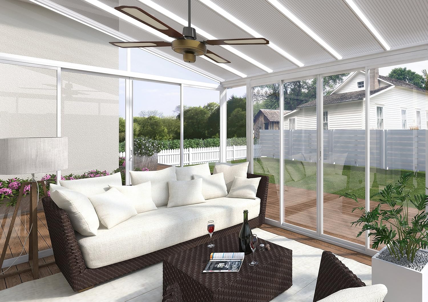 Palram Canopia SanRemo 10x14 Enclosed Patio Cover, White DIY Sunroom Kit with UV Protected Polycarbonate C60526
