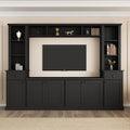 Modern TV Stand Set with Storage Cabinets, Drawers and Shelves, Large Wall Unit Set Entertainment Center, Media Console Table Set for TVs Up to 75", Black