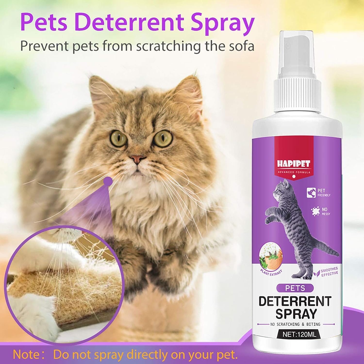 Cat Deterrent Spray 120ML Natural Indoor Outdoor Pet Behavior Training G7263