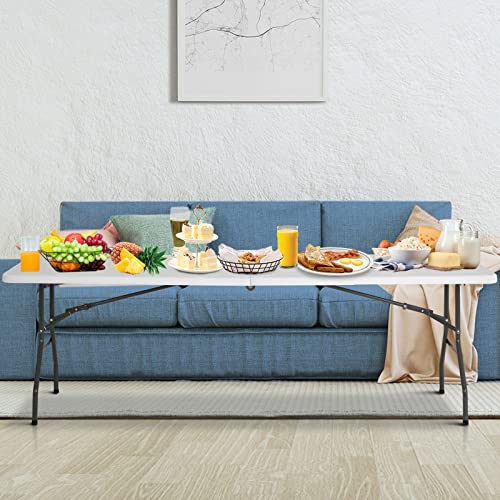 HKLGorg Folding Table 4 Ft Heavy Duty Indoor Outdoor Plastic Utility Table with Lock Function I17897