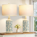 24" Farmhouse Cream Table Lamps Set of 2, Rustic Lamps for Bedroom Nightstand with 3 Color Temperatures, Vintage Bedside Lamp with Resin Body for Living Room End Table, Bulbs Included