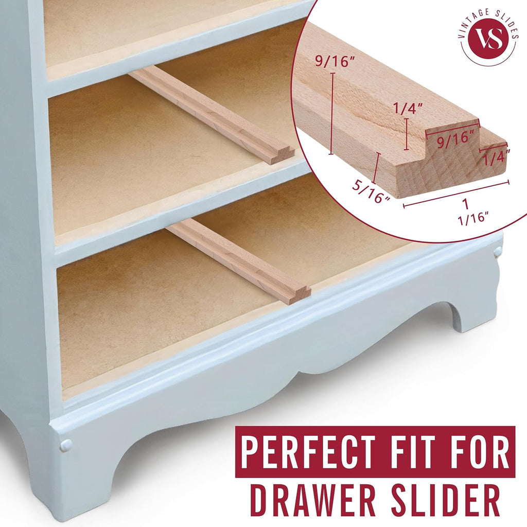 Vintage Center Mount Wood Drawer Slide 20-Inch Natural Maple D59276