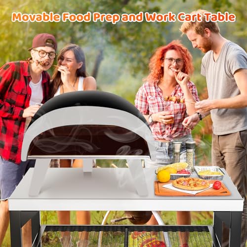 Ninja Woodfire Outdoor Grill Cart Table for OG700 Series, Stainless Steel Double-Shelf Y6858