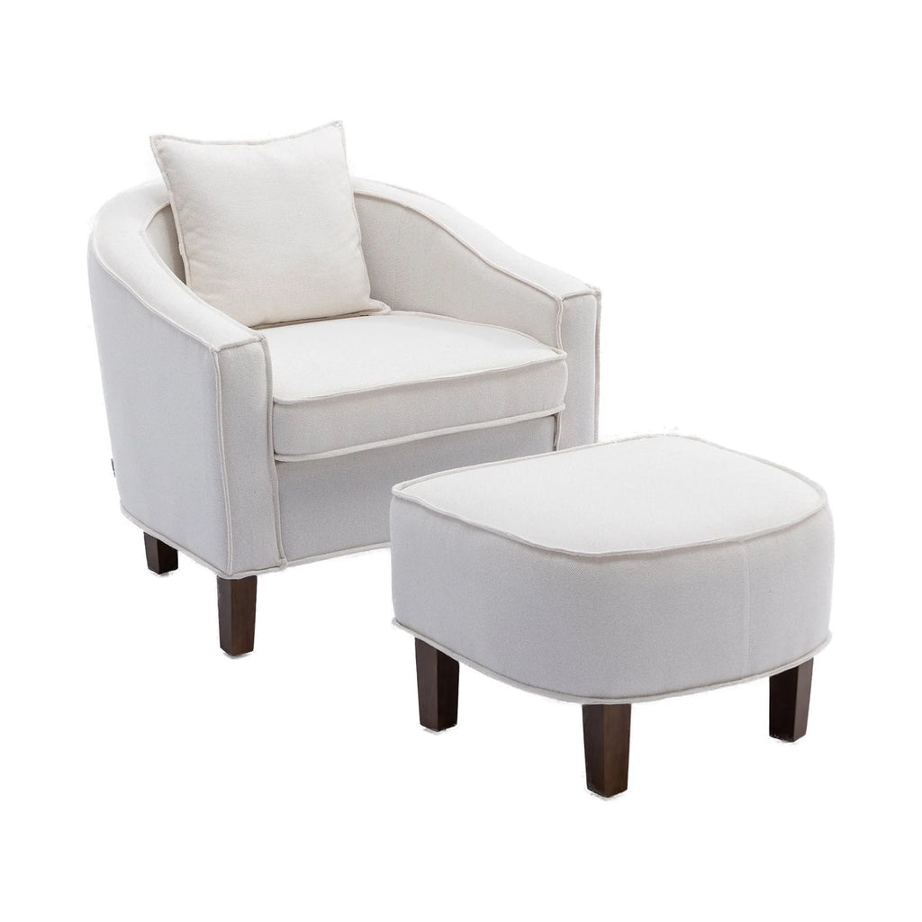 Accent Sofa Chair with Ottoman, Linen or Microsuede, Iron Legs V815343