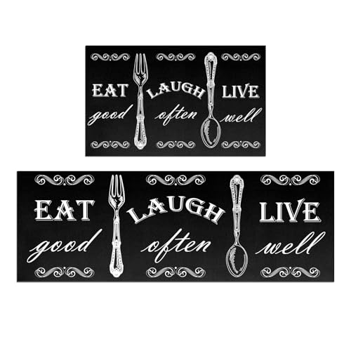 Boho Kitchen Mat Set of 2 Non Slip Thick Kitchen Rugs and Mats for Floor Comfort Standing Mats for Kitchen, Sink, Laundry, 17"x47"+17"x28"
