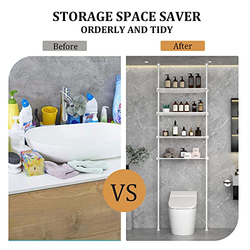 Adjustable Over The Toilet Storage Shelf 4 Tier Metal Rack White T2519