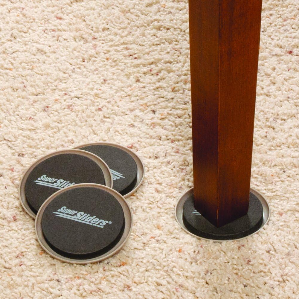 Super Sliders 3 1/2" & 7" Round Reusable Furniture Sliders for Carpet, Beige (8 Pack) D29509