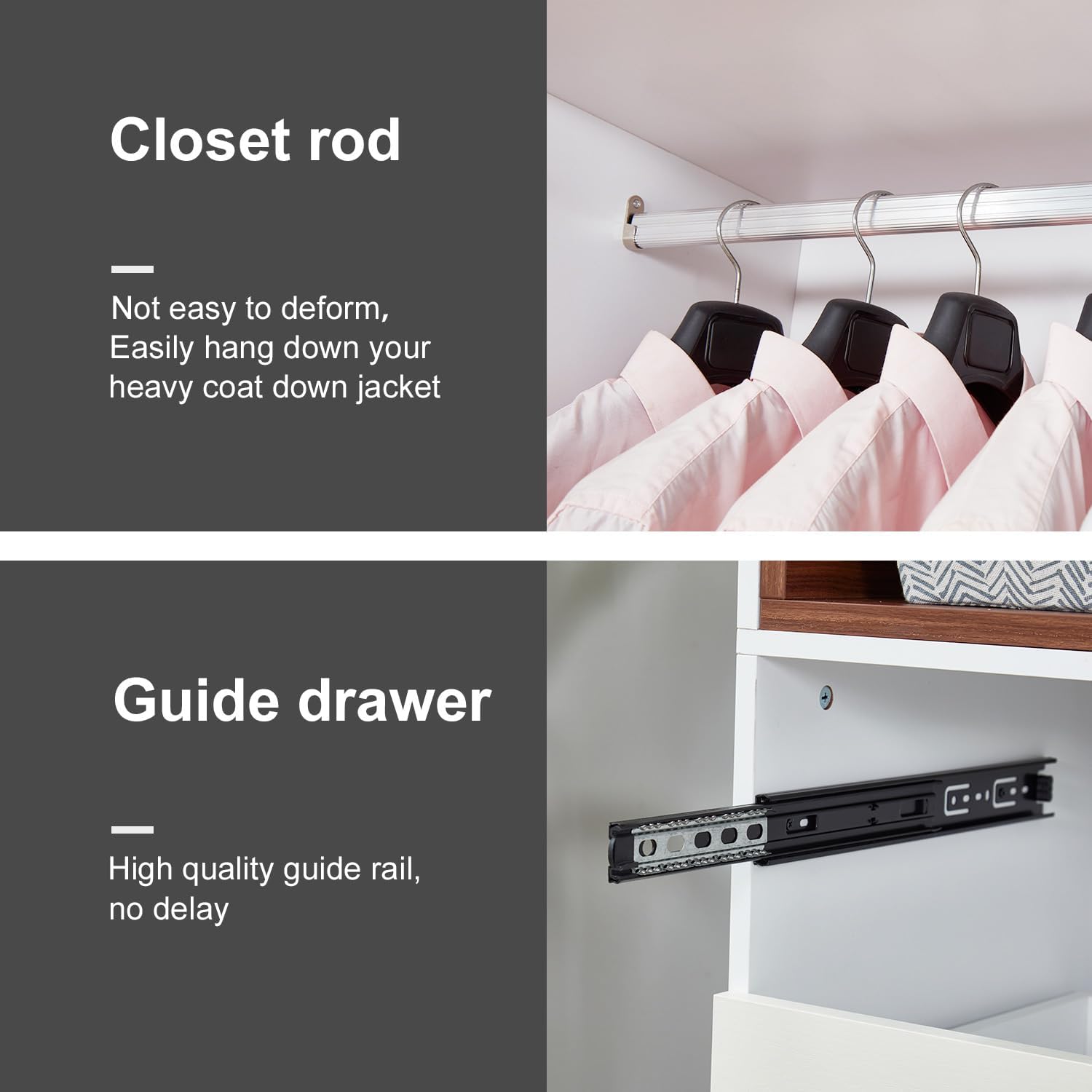 Wooden White 3-Door Armoire Wardrobe with Hanging Rod S96946