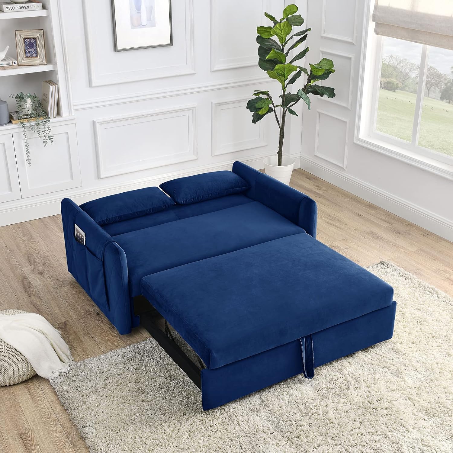Ucloveria Sleeper Sofa Couch with Pull Out Bed, 55" Modern Velvet Convertible G4995