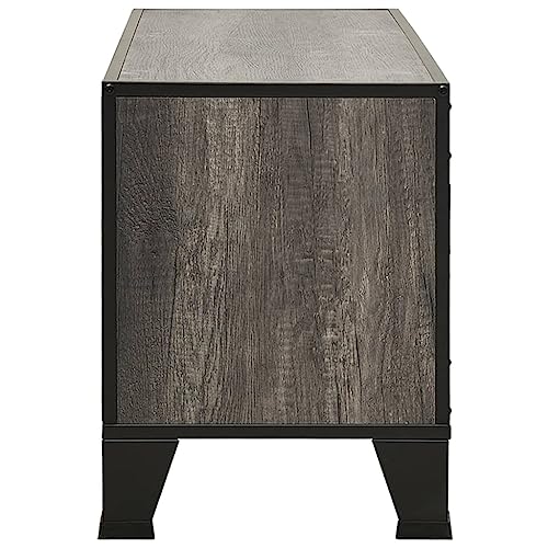 TV Stand Gray 41.3"x14.2"x18.5" Metal and MDF with Mesh Doors J276