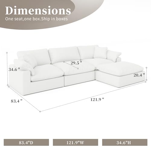 Extra Large U-Shaped Sectional Cloud Couch with Down Fill and Detachable Covers G617965