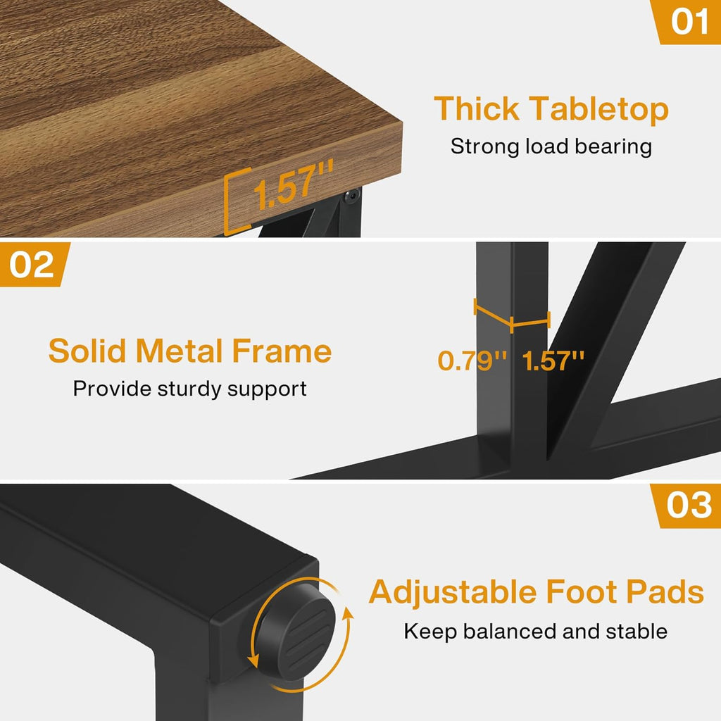 Tribesigns 78.7 Inch Double Computer Desk, Wood Home Office Desk, Brown V9398