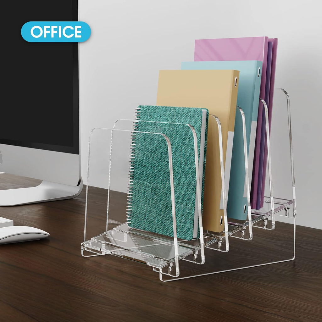 MaxGear 5-Section Acrylic Desk File Organizer, Clear J49880