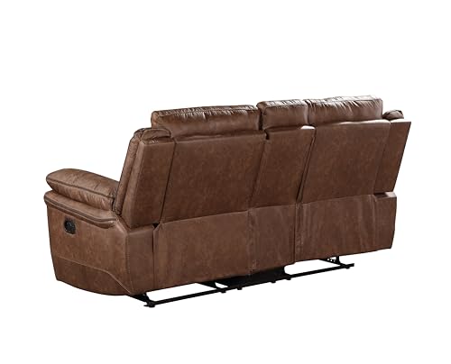 Ryland Polyester Manual Sofa with Dual Recliner, Brown V416032