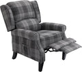 Modern Comfortable Upholstered Leisure Chair Multifunctional Recliner Chair Single Sofa with Footrest Small Recliner Chair for Small Spaces,Grey Check