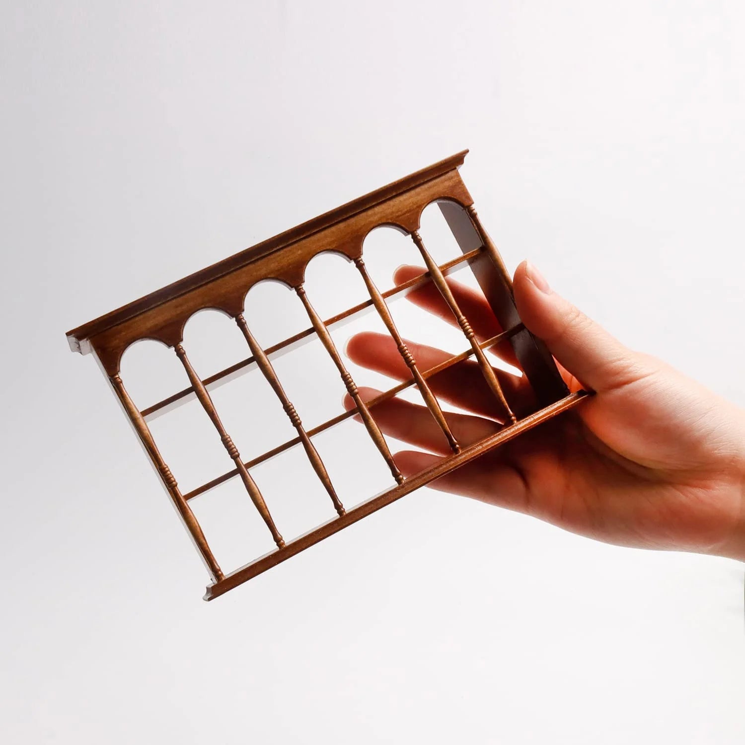 Holzlrgus Miniature Wooden Wall Cabinet 1:6 Scale Storage Shelf Walnut I95893