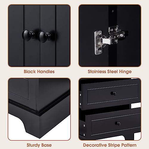 68.1" Tall Storage Cabinet with 2 Doors and 4 Drawers, Black I65705