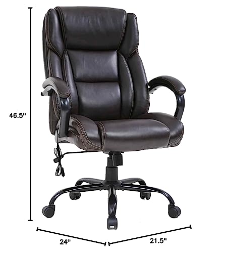 Big and Tall Ergonomic PU Leather Executive Office Chair with Massage Lumbar Support B17254