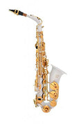 Lazarro 360-WH E-flat Eb Alto Saxophone white-gold Keys with Case, 11 Reeds, Care Kit and Many Extras