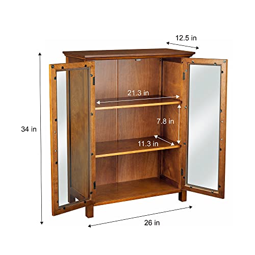 Teamson Home Avery Wooden Freestanding Floor Cabinet with 2 Adjustable Shelves, Oiled Oak I9564