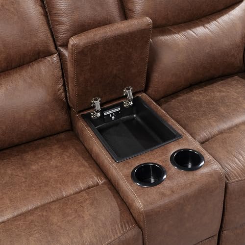 Ryland Polyester Manual Sofa with Dual Recliner, Brown V416032