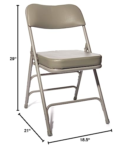 Vinyl Upholstered Folding Chair (2 Pack) - Heavy Duty, 300 lb Tested, Beige V42783