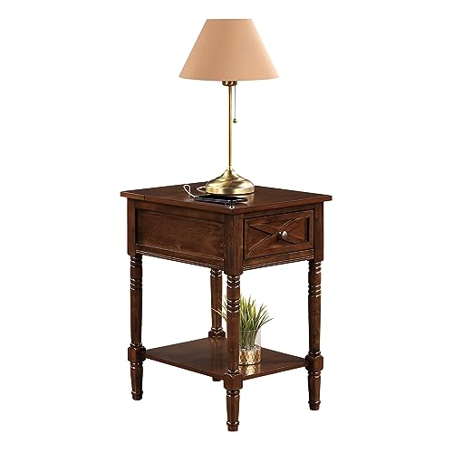 Convenience Concepts Country Oxford End Table with Charging Station, Espresso Z642