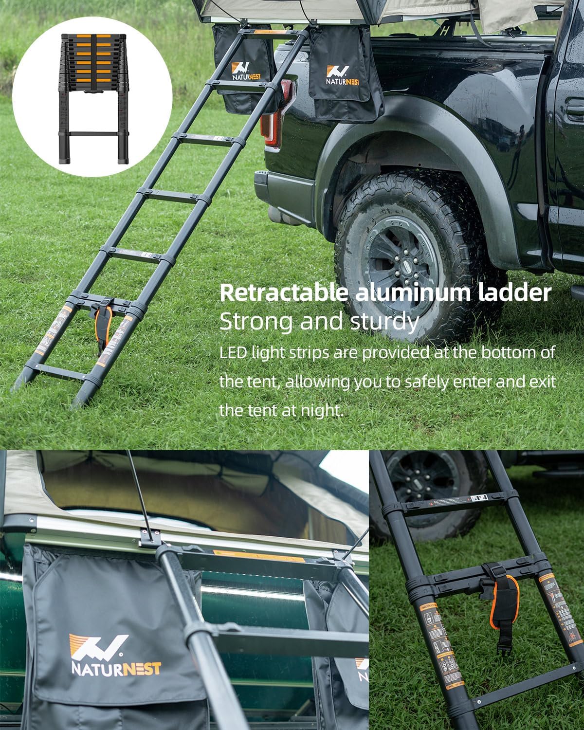 Naturnest Rooftop Tent Hard Shell with 2 Chairs for SUV Truck Van M286299