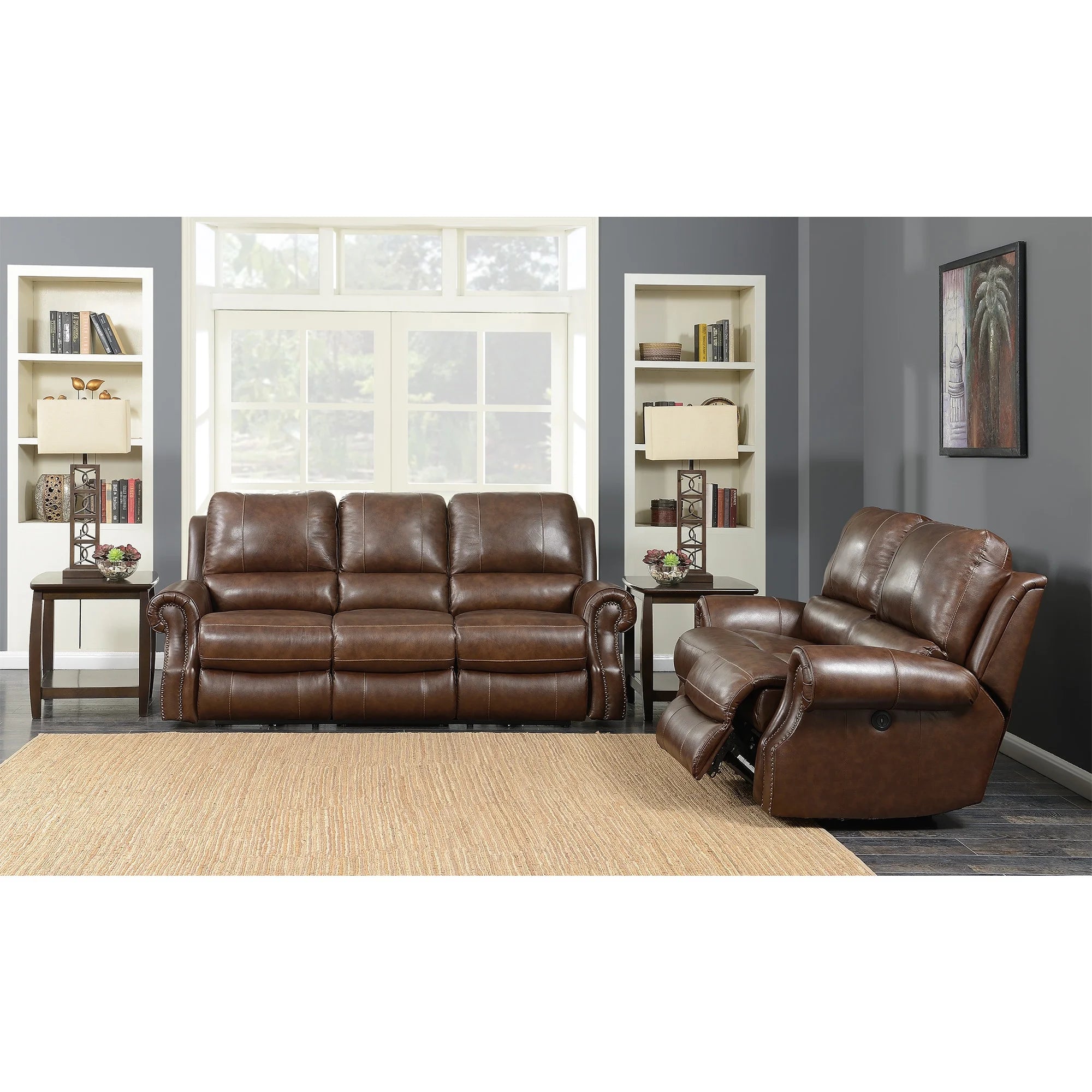 Picket House Furnishings Williams Power Motion Loveseat Saddle Brown U128357